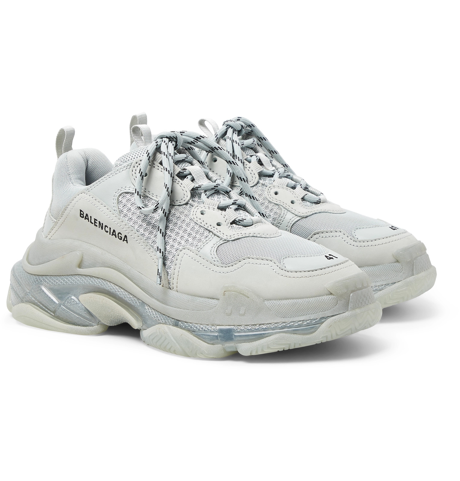 Balenciaga Leather Triple S Sneakers in White Save 10