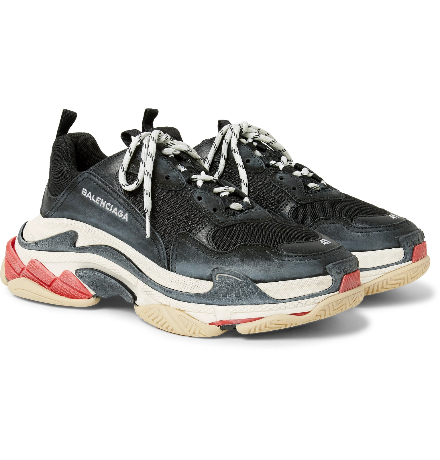 balenciaga triple s sneakers with leather