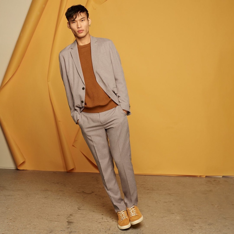 Chun Soot dons a smart suit from Banana Republic's spring lineup.