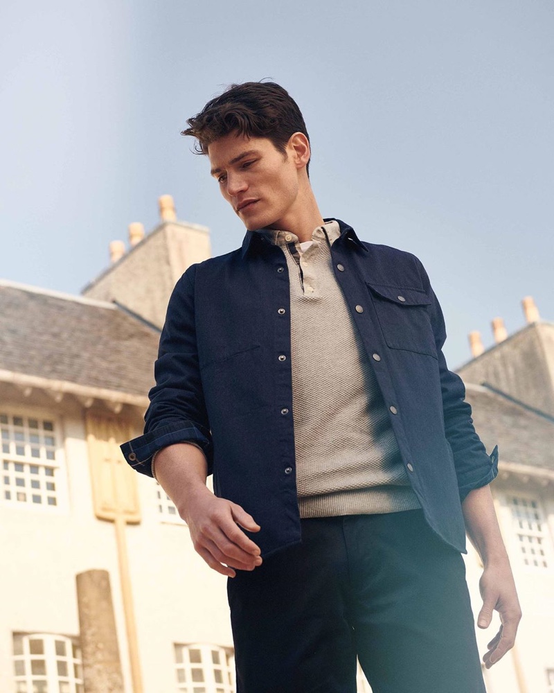 Front and center, Sam Way dons Barbour's Morton overshirt.