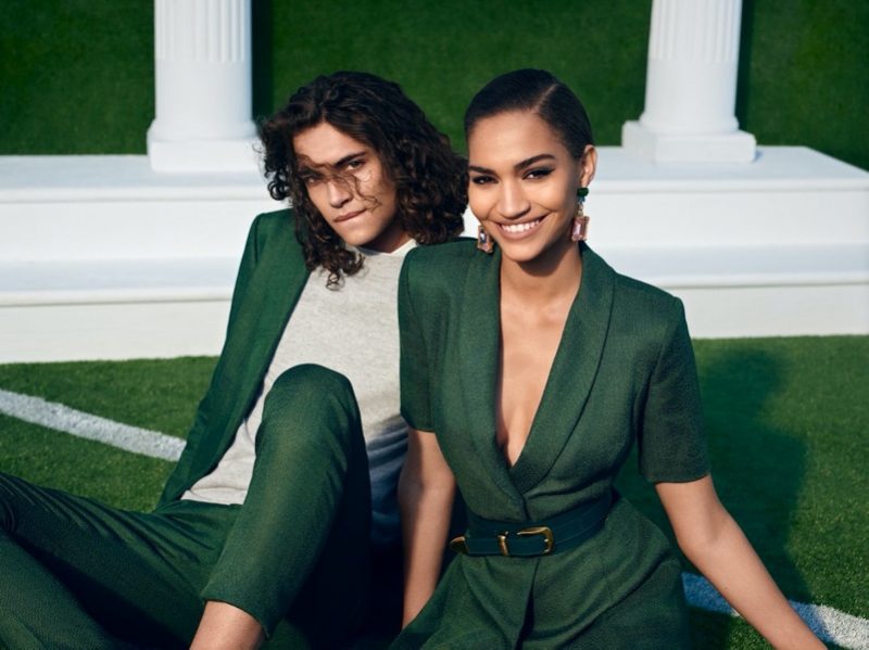 Donning green looks, Jack Pililaau and Anyelina Rosa couple up for Brandon Maxwell's spring-summer 2020 campaign.