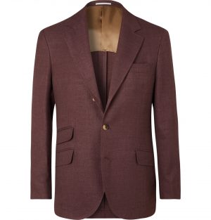 Brunello Cucinelli - Beige Slim-Fit Unstructured Linen, Wool and Silk-Blend Hopsack Blazer - Men - Burgundy Brunello Cucinelli - Beige Slim-Fit Unstructured Linen, Wool and Silk-Blend Hopsack Blazer - Men - Burgundy