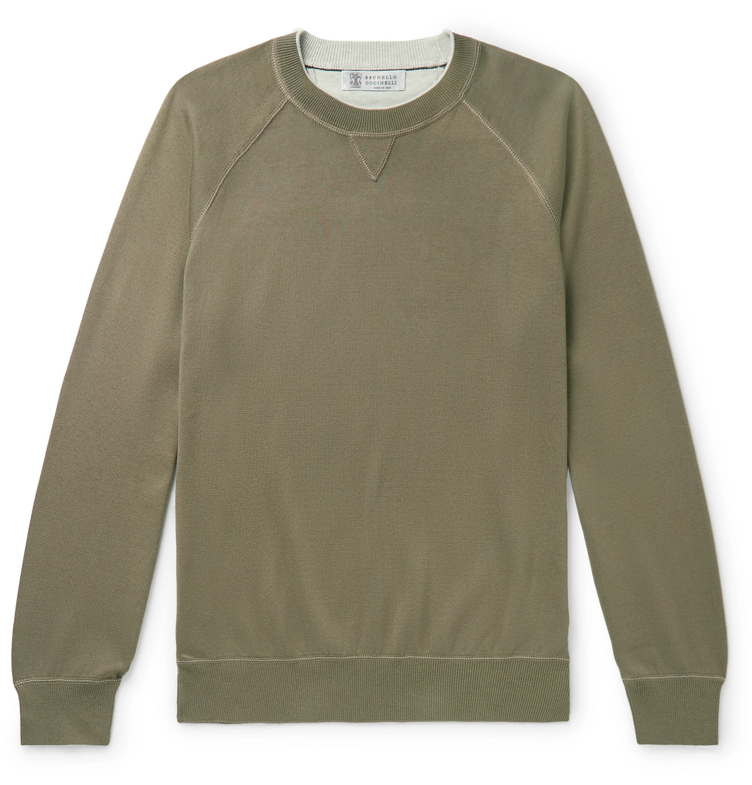 Brunello Cucinelli - Contrast-Tipped Cotton-Jersey Sweatshirt - Men ...