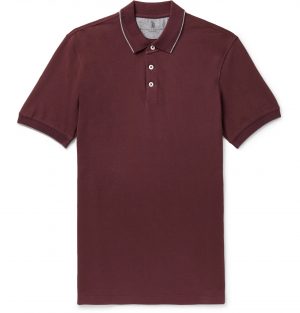 Brunello Cucinelli - Slim-Fit Contrast-Tipped Cotton-Jersey Polo Shirt - Men - Burgundy Brunello Cucinelli - Slim-Fit Contrast-Tipped Cotton-Jersey Polo Shirt - Men - Burgundy