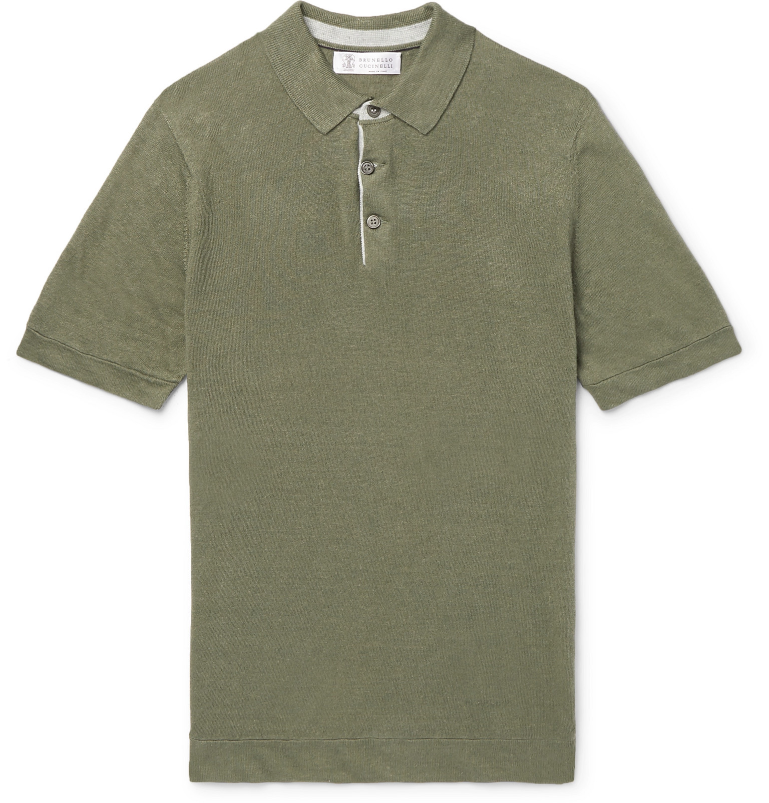 Brunello Cucinelli - Slim-Fit Knitted Linen and Cotton-Blend Polo Shirt ...