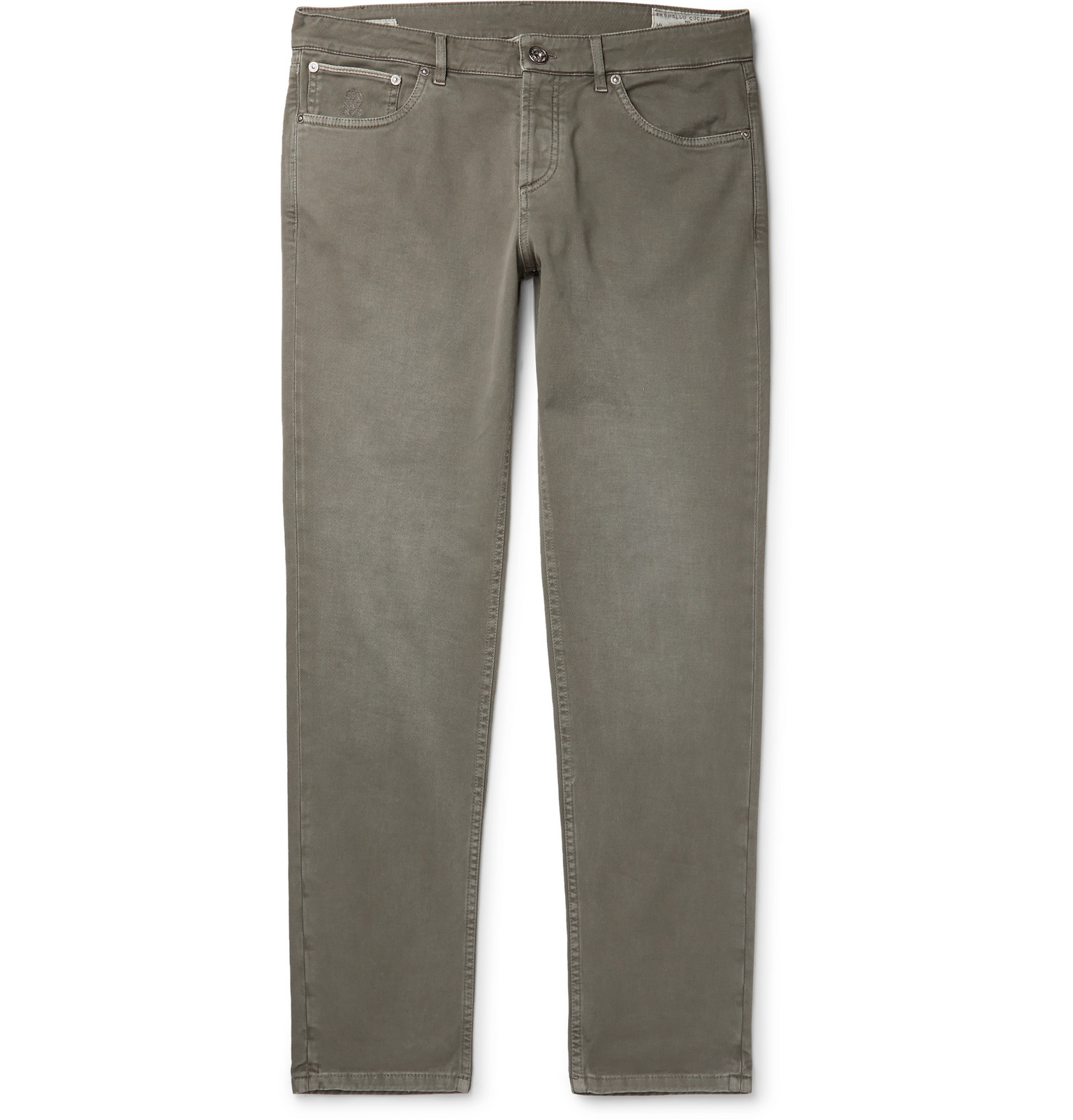 Brunello Cucinelli - Slim-Fit Denim Jeans - Men - Green | The Fashionisto