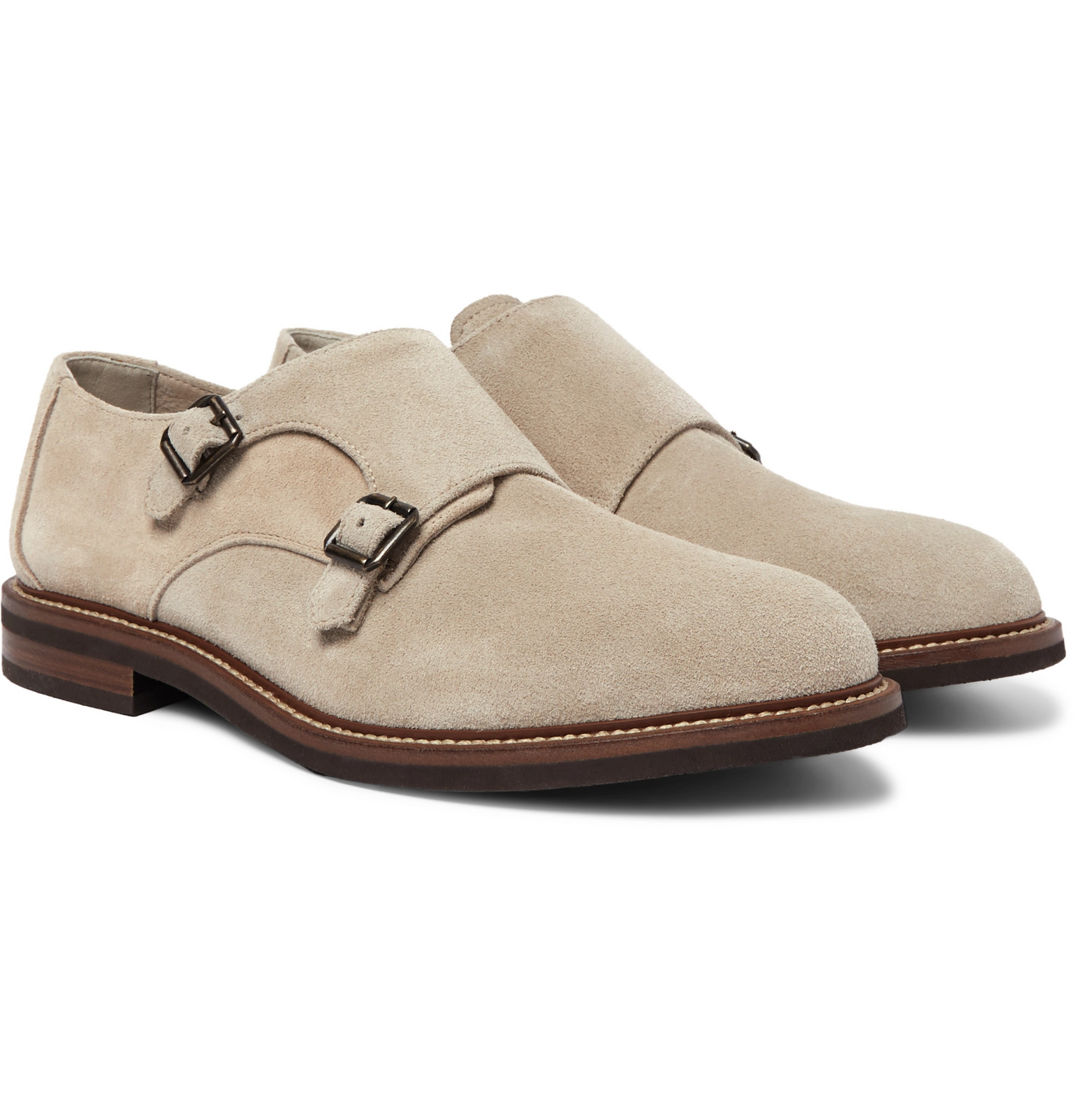 suede monk strap shoes