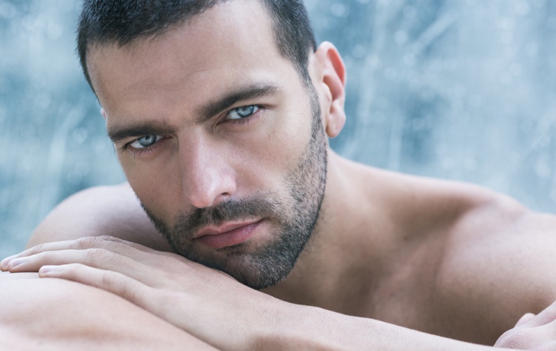 Closeup Attractive Male Model Beard Grooming