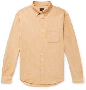 Club Monaco - Button-Down Collar Textured Cotton and Linen-Blend Shirt - Men - Yellow Club Monaco - Button-Down Collar Textured Cotton and Linen-Blend Shirt - Men - Yellow