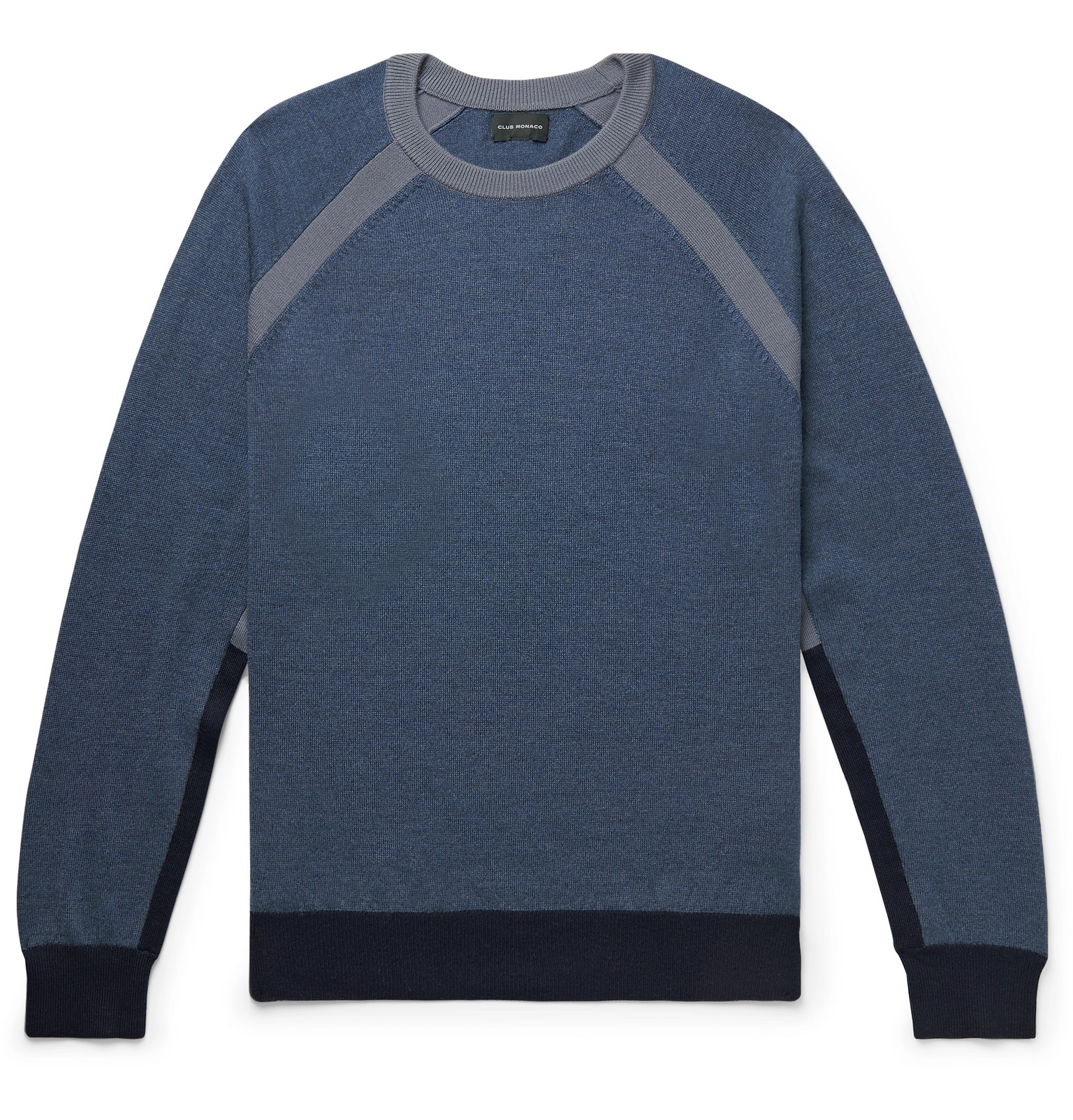 Club Monaco - Colour-Block Wool-Blend Sweater - Men - Blue | The ...
