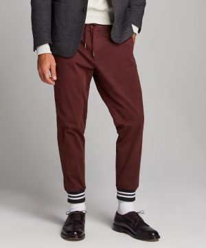 Cotton Chino Jogger in Deep Burgundy Cotton Chino Jogger in Deep Burgundy