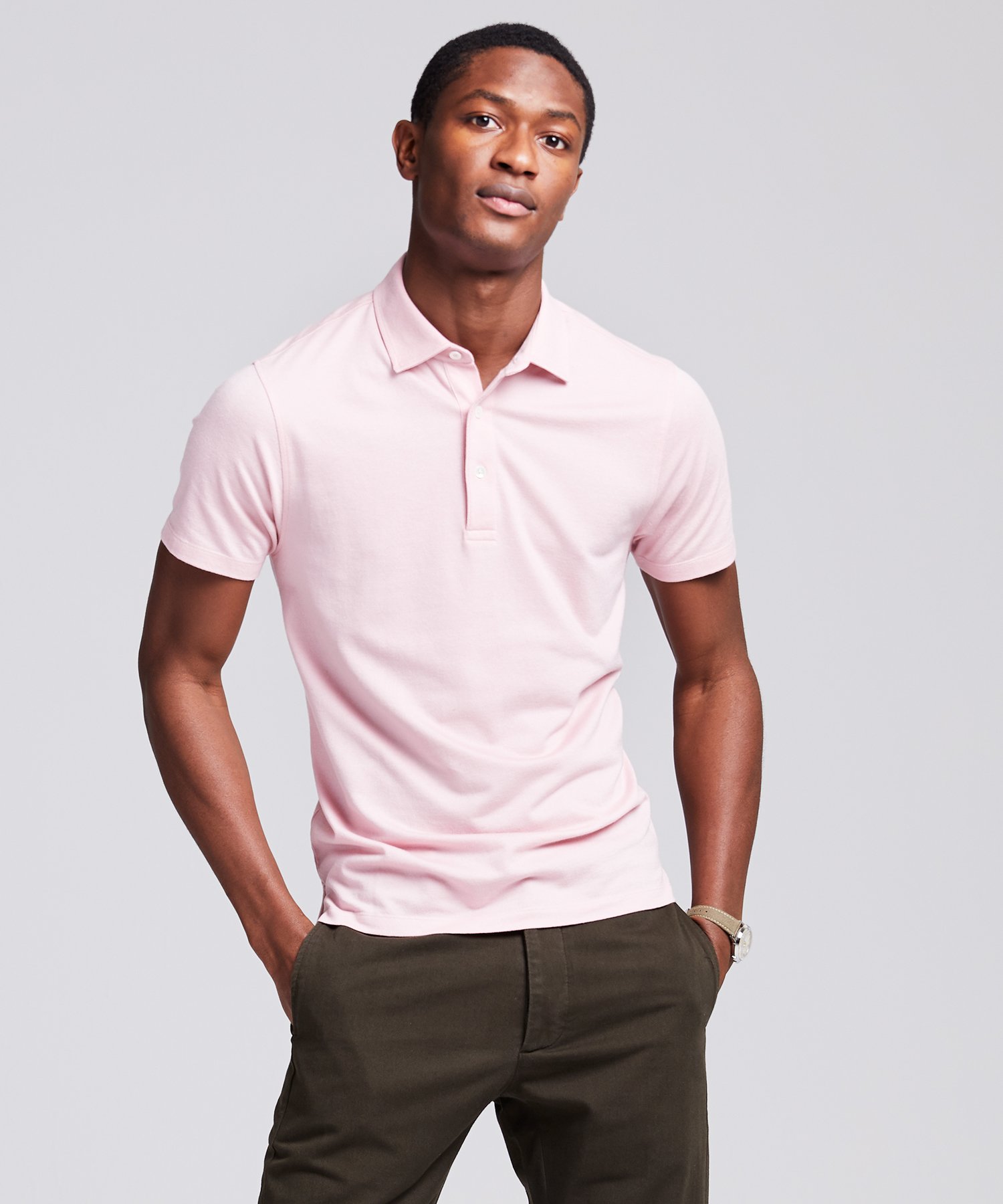 Fine Pique Polo in Pink | The Fashionisto