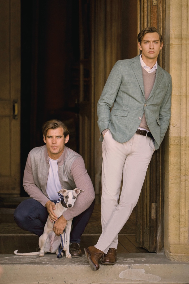 Hackett London enlists models Matt Trethe and George Le Page as the stars of its spring-summer 2020 campaign.