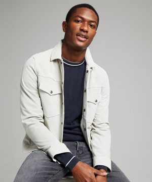Italian Suede Snap Dylan Jacket in Stone Italian Suede Snap Dylan Jacket in Stone