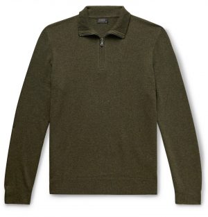 J.Crew - Everyday Mélange Cashmere Half-Zip Sweater - Men - Green J.Crew - Everyday Mélange Cashmere Half-Zip Sweater - Men - Green