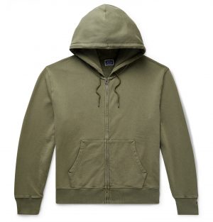 J.Crew - Garment-Dyed Loopback Cotton-Jersey Zip-Up Hoodie - Men - Green J.Crew - Garment-Dyed Loopback Cotton-Jersey Zip-Up Hoodie - Men - Green