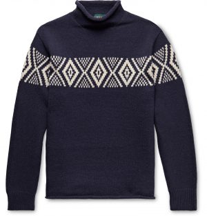 J.Crew - Intarsia Wool Rollneck Sweater - Men - Blue J.Crew - Intarsia Wool Rollneck Sweater - Men - Blue