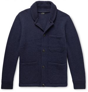 J.Crew - Shawl-Collar Brushed-Wool Cardigan - Men - Blue J.Crew - Shawl-Collar Brushed-Wool Cardigan - Men - Blue