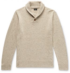 J.Crew - Shawl-Collar Mélange Merino Wool-Blend Sweater - Men - Neutrals J.Crew - Shawl-Collar Mélange Merino Wool-Blend Sweater - Men - Neutrals