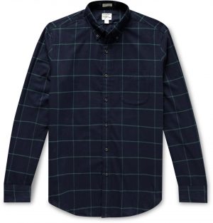J.Crew - Slim-Fit Button-Down Collar Checked Cotton-Flannel Shirt - Men - Blue J.Crew - Slim-Fit Button-Down Collar Checked Cotton-Flannel Shirt - Men - Blue