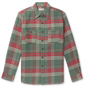 J.Crew - Wallace & Barnes Checked Slub Cotton-Flannel Shirt - Men - Green J.Crew - Wallace & Barnes Checked Slub Cotton-Flannel Shirt - Men - Green