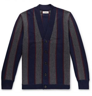 J.Crew - Wallace & Barnes Striped Boiled Merino Wool Cardigan - Men - Blue J.Crew - Wallace & Barnes Striped Boiled Merino Wool Cardigan - Men - Blue