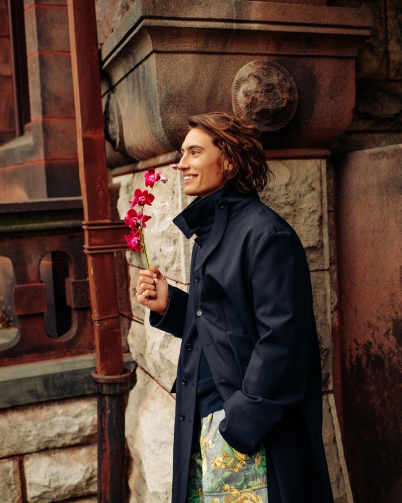 James Turlington Poses with Flowers for GQ Style Russia