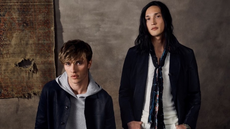 Models Lucky Blue Smith and Joshua Smoot front John Varvatos' spring-summer 2020 campaign.