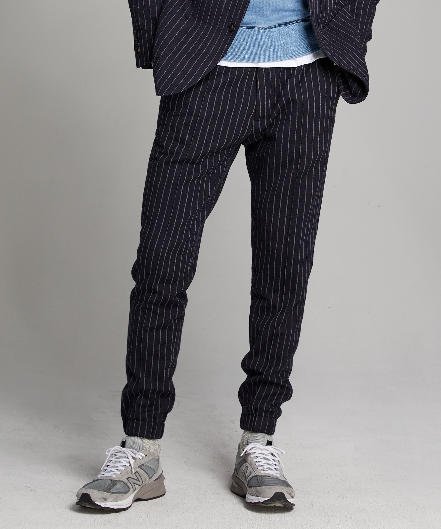 pinstripe suit trousers