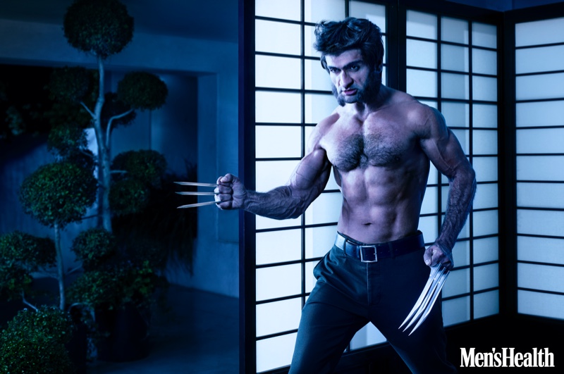 Kumail Nanjiani's fresh chiseled abs are the star of the party as he follows in the footsteps of Hugh Jackman as Wolverine. Photographed for Men's Health, Nanjiani dons Todd Snyder pants.