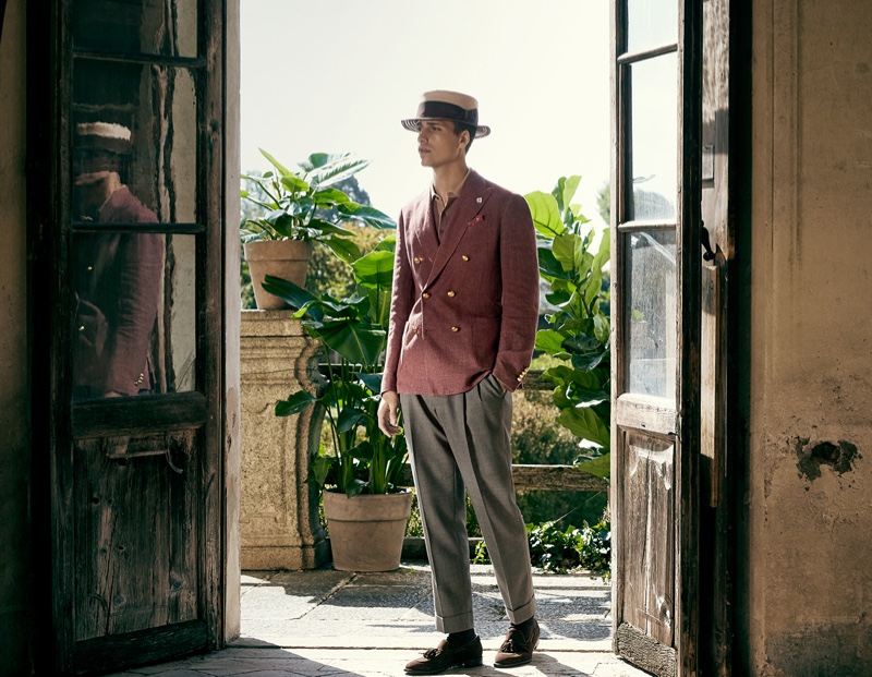 Embracing dandy style, Or Boker fronts Lardini's spring-summer 2020 campaign.