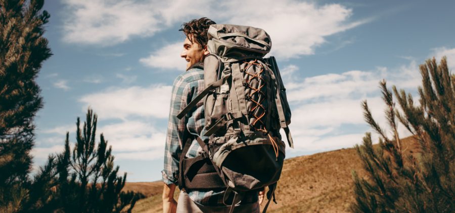 Man Hiking with Backpack