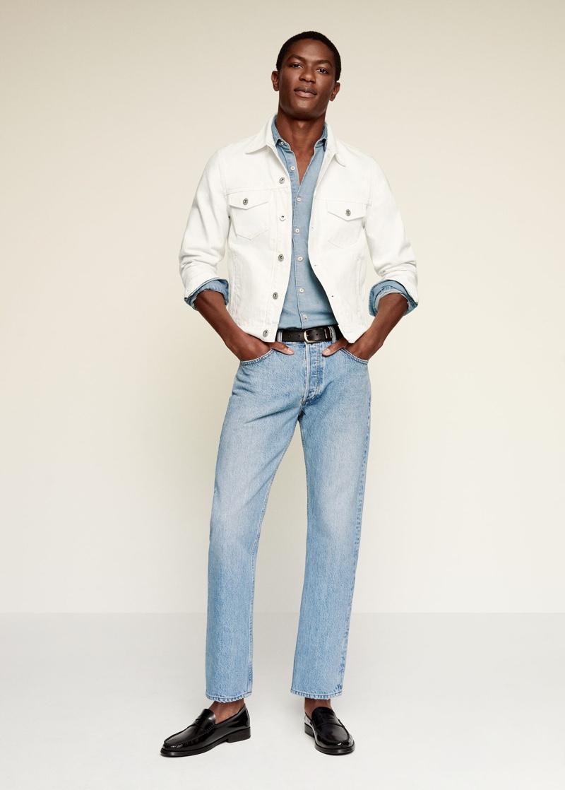 Hamid Onifade sports a fresh denim look from Mango.