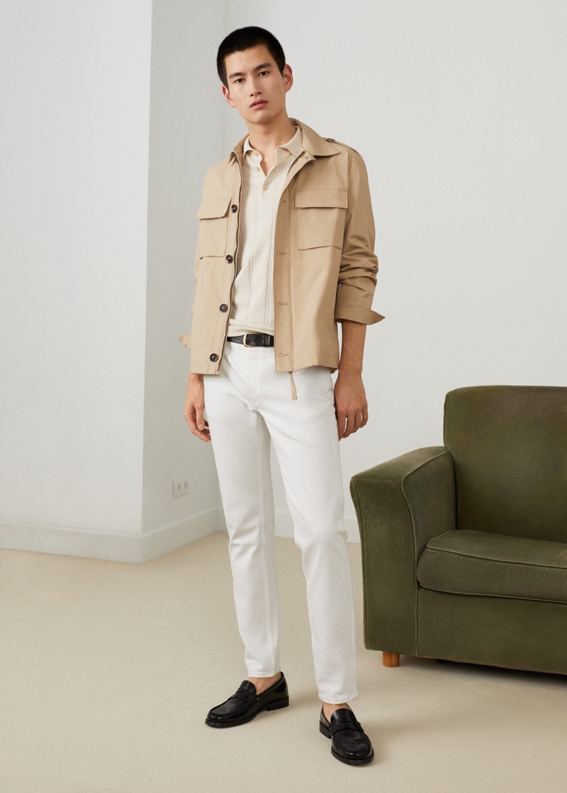 Model Kohei Takabatake is safari chic in a look from Mango.