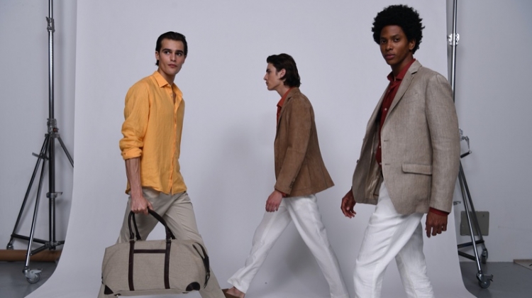 Models Parker van Noord, Liam Kelly, and Rafael Mieses don looks from Massimo Dutti's spring-summer 2020 Limited Edition collection.
