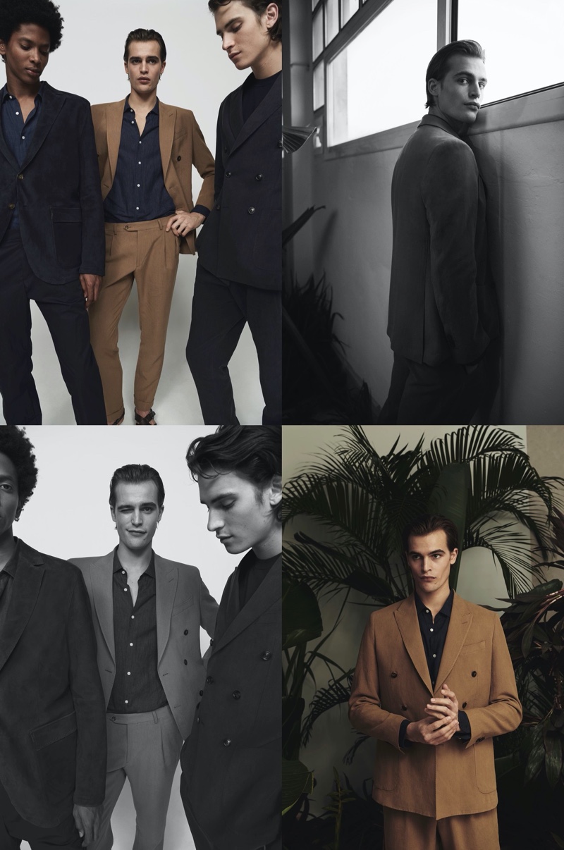 Massimo Dutti enlists models Rafael Mieses, Parker van Noord, and Liam Kelly to showcase tailored looks from its spring-summer 2020 Limited Edition collection.