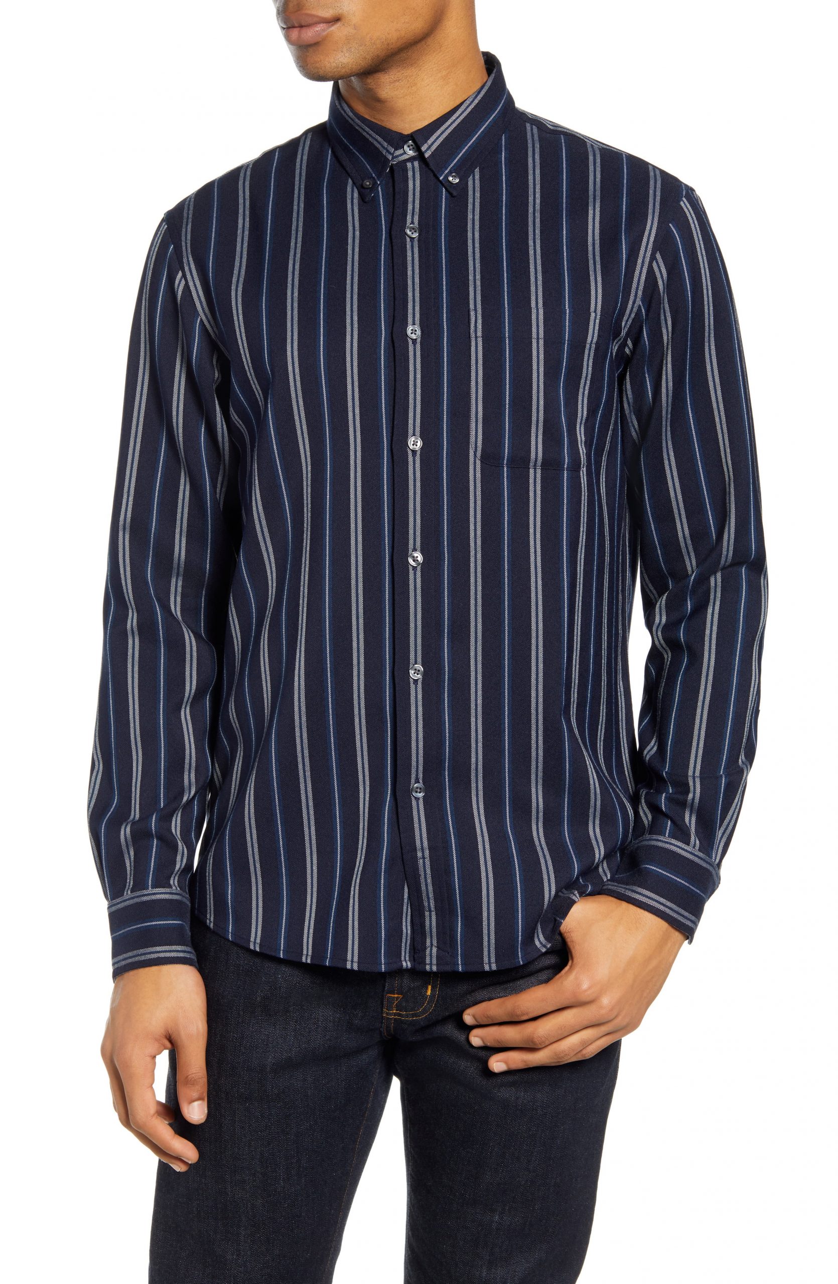 Men's Club Monaco Alternating Stripe Button-Down Shirt ...