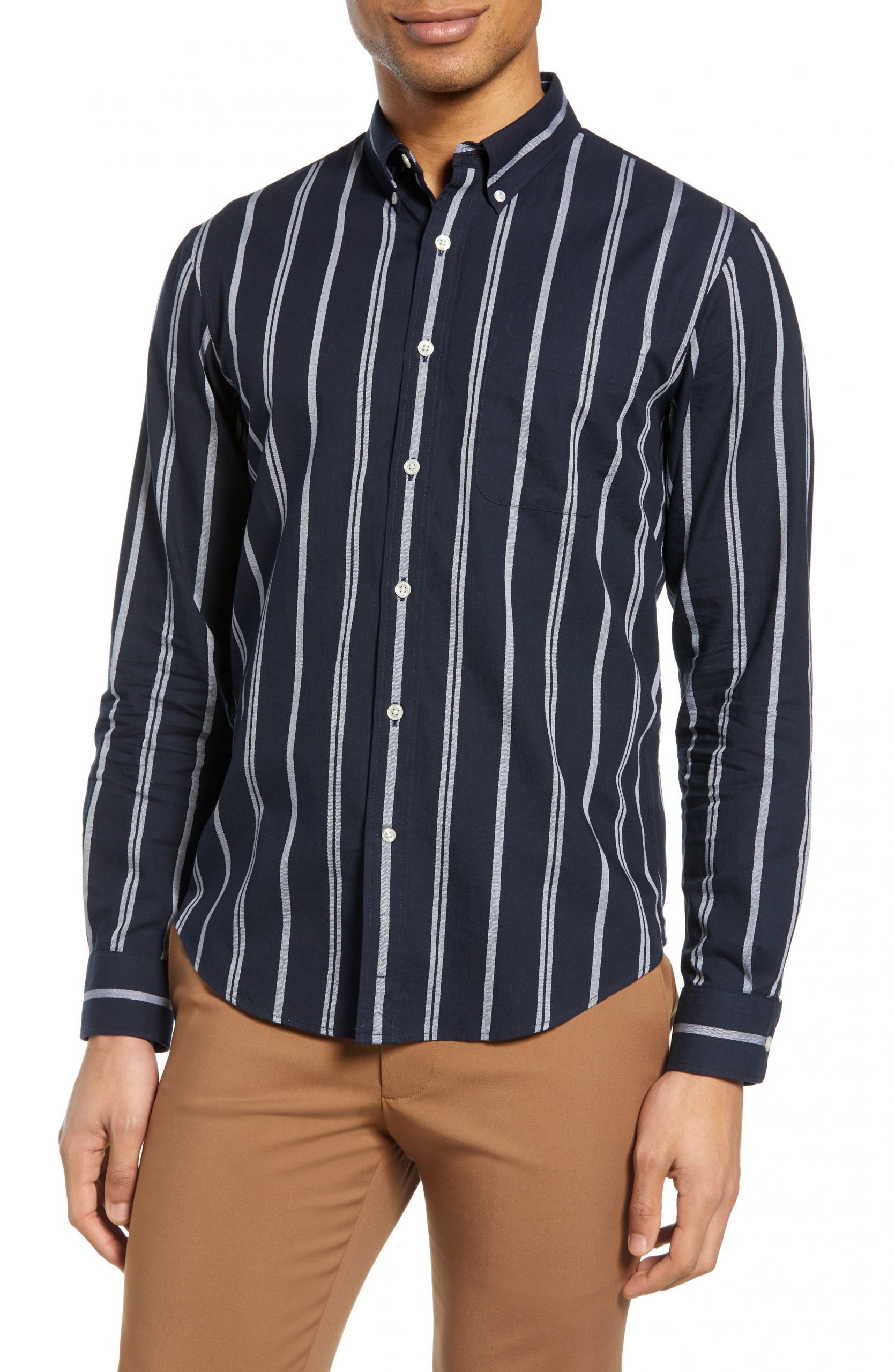 Men’s Club Monaco Chelsea Slim Fit Stripe Button-Down Shirt, Size X ...