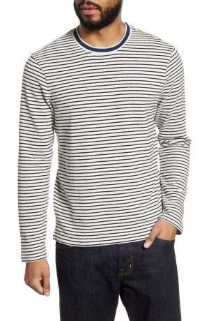 Men's Club Monaco Refined Stripe Terry Crewneck Sweater, Size X-Large - Blue Men's Club Monaco Refined Stripe Terry Crewneck Sweater, Size X-Large - Blue