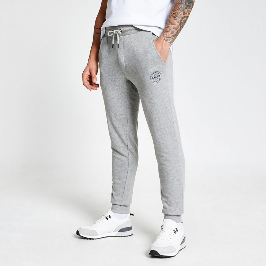 Mens Jack and Jones light grey joggers | The Fashionisto