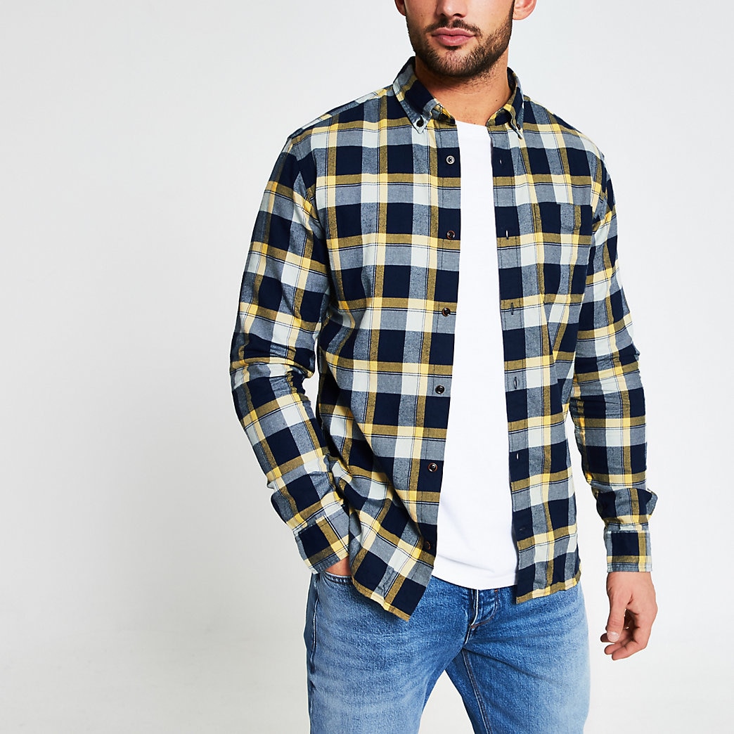 yellow check shirt matching pant