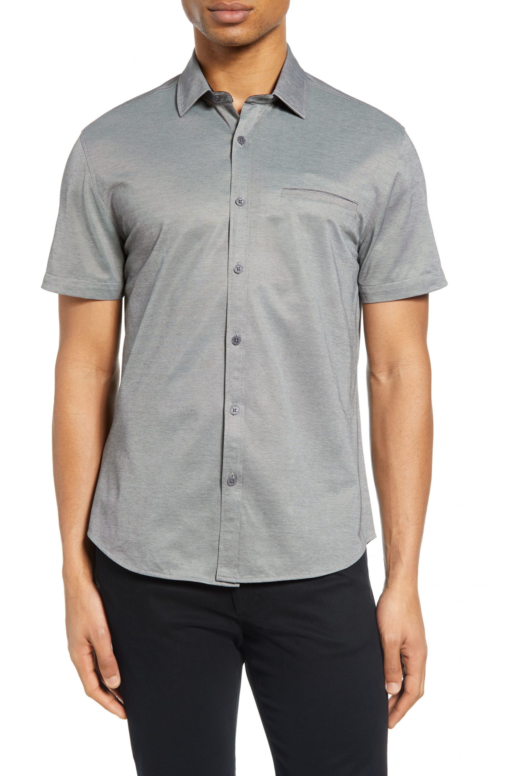 Men’s Vince Camuto Slim Fit Short Sleeve Pique Button-Up Shirt | The ...