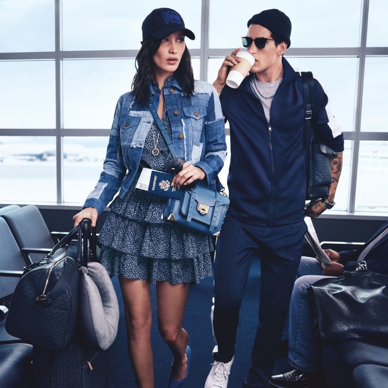 Taking to the airport, Bella Hadid and Austin Augie front Michael Kors' spring-summer 2020 campaign.