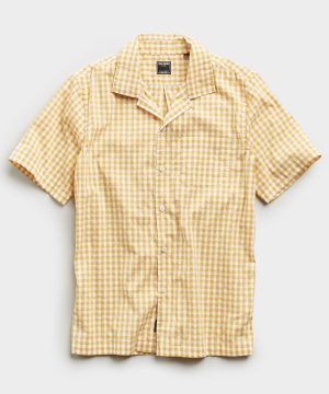 Micro Gingham Short Sleeve Shirt in Yellow Micro Gingham Short Sleeve Shirt in Yellow