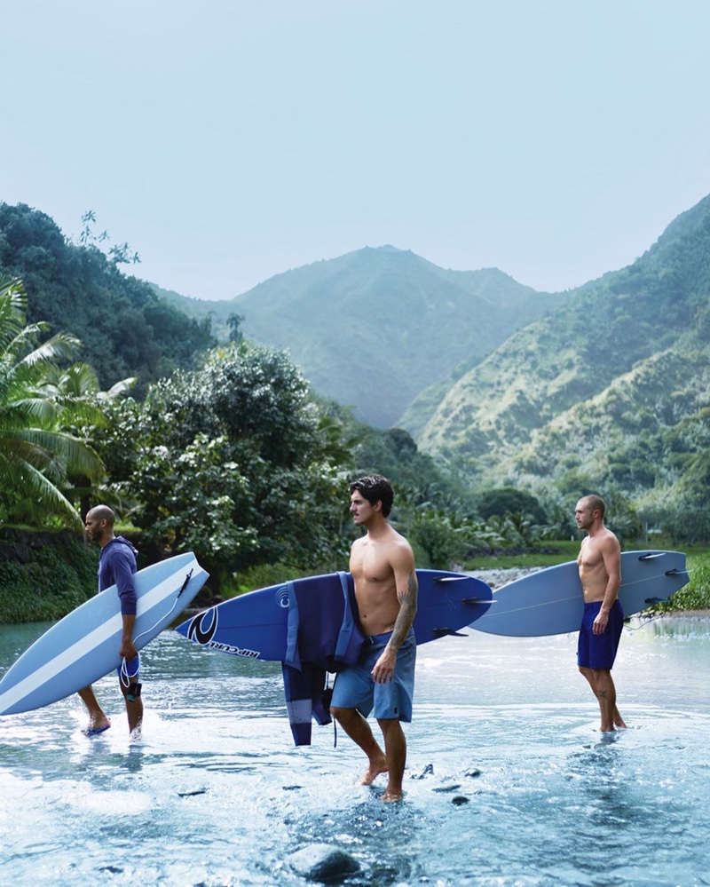 Nate Gill, Gabriel Medina, and Corey Wilson come together for POLO Deep Blue.