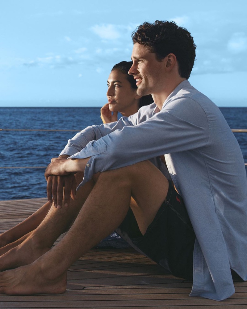 Leila Dee Thomas and Simon Nessman appear in the POLO Ralph Lauren Deep Blue fragrance campaign.