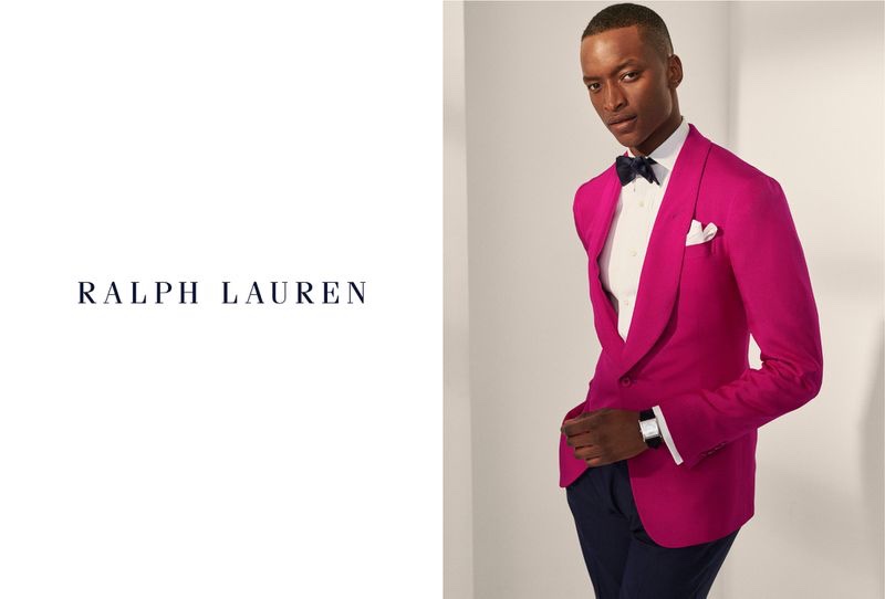 Oliver Kumbi is dressed to the nines for Ralph Lauren Purple Label's spring-summer 2020 campaign.