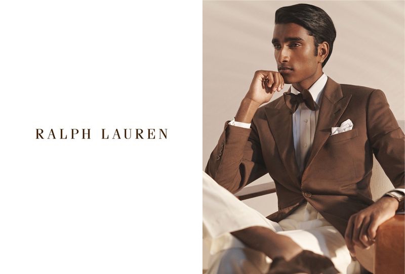 Jeenu Mahadevan is a dashing vision in a brown suit jacket for Ralph Lauren Purple Label's spring-summer 2020 campaign.