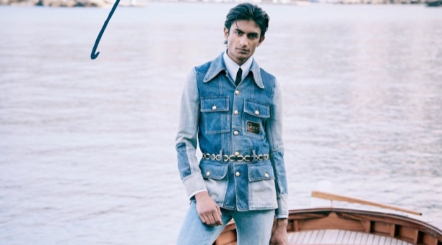 Rishi Enjoys an Italian Holiday with Bergdorf Goodman Rishi Robin sports a denim look from Gucci for Bergdorf Goodman's spring 2020 Goodman's Guide.