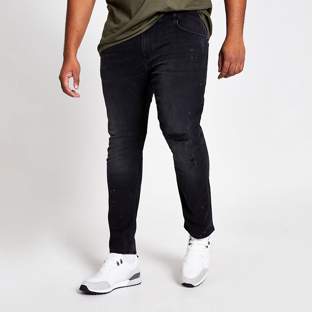 River Island Mens Big and Tall black wash skinny fit jeans The